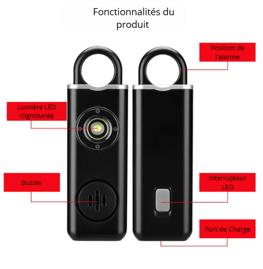 Porte-clés alarme Auto-défense
